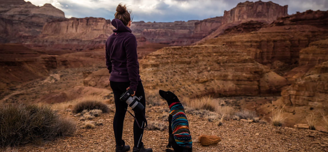 Adventure with dog in San Rafael Swell, United States