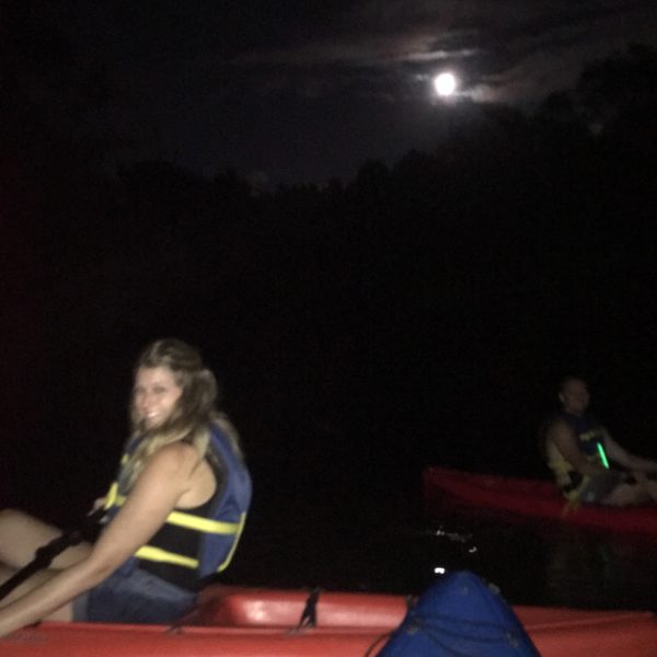 kayaking under the full moon